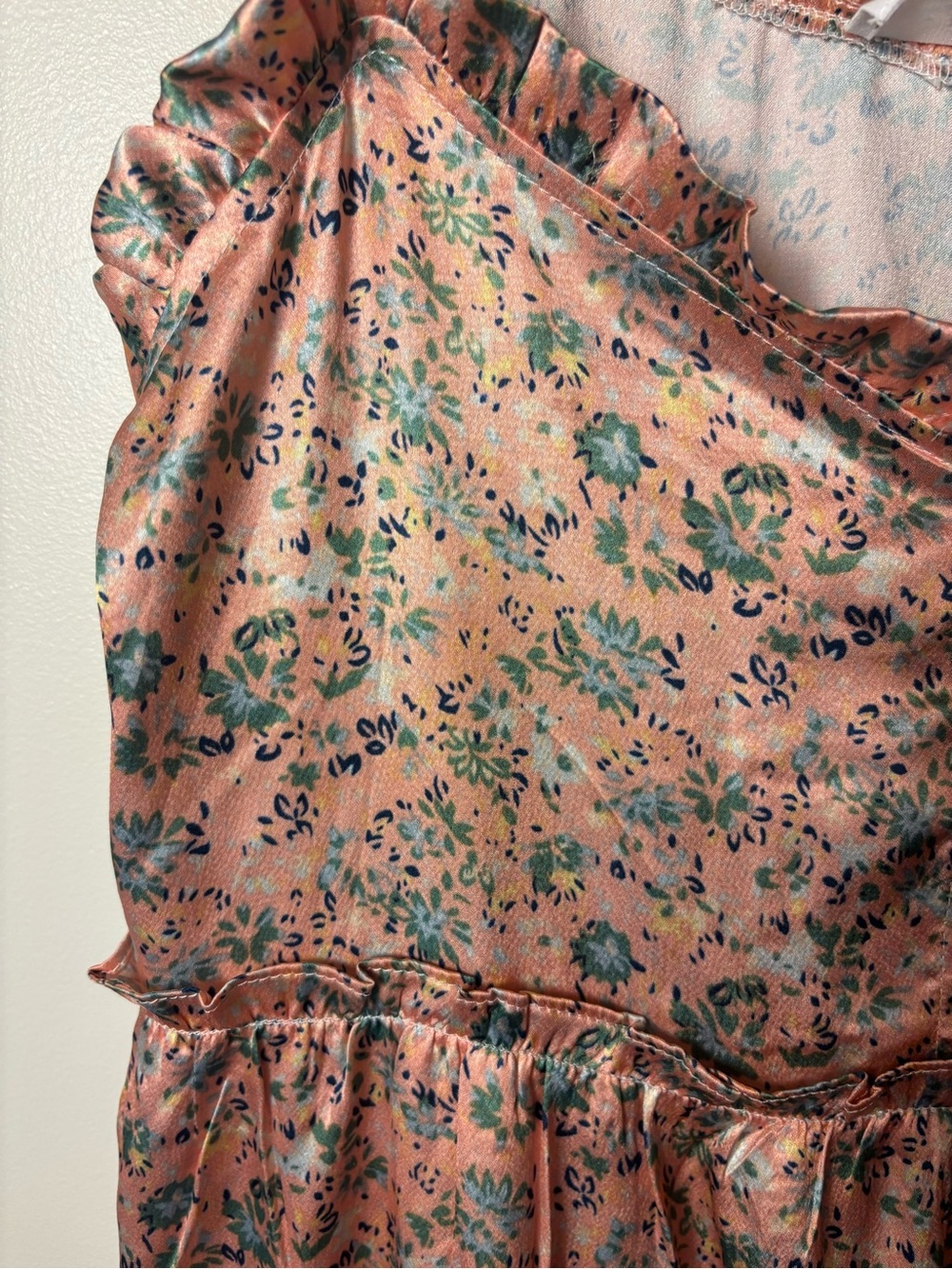 Lucca Floral Pink Tiered Midi Dress with Ruffle Trim, size M - Picture 4 of 13